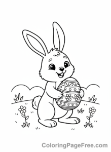 Easter Egg coloring page - Bunny Holds Egg