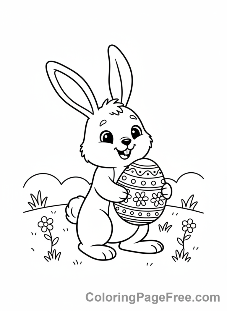 Easter Egg coloring page - Bunny Holds Egg