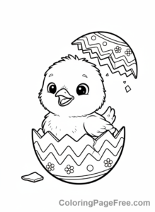 Easter Egg coloring page - Chick Hatching Egg