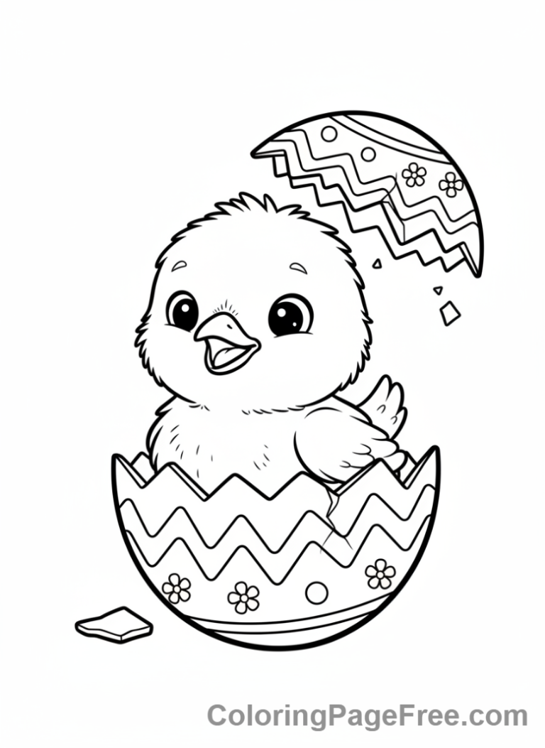 Easter Egg coloring page - Chick Hatching Egg