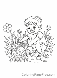 Easter Egg coloring page - Child Finds Egg