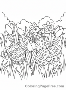 Easter Egg coloring page - Eggs in Garden