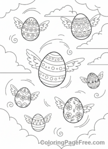 Easter Egg coloring page - Flying Fantasy Eggs