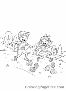 Easter Egg coloring page - Kids Rolling Eggs