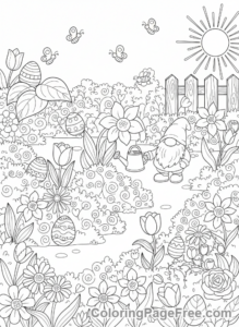 Easter coloring page - Garden egg hunt