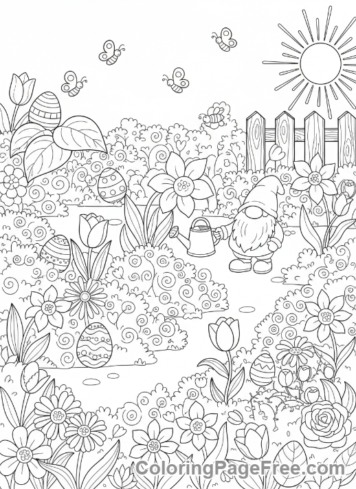 Easter coloring page - Garden egg hunt