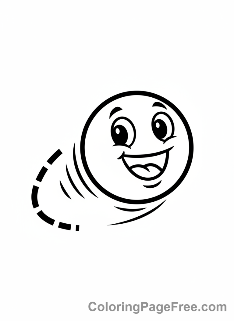 Easy coloring page - Bouncing ball