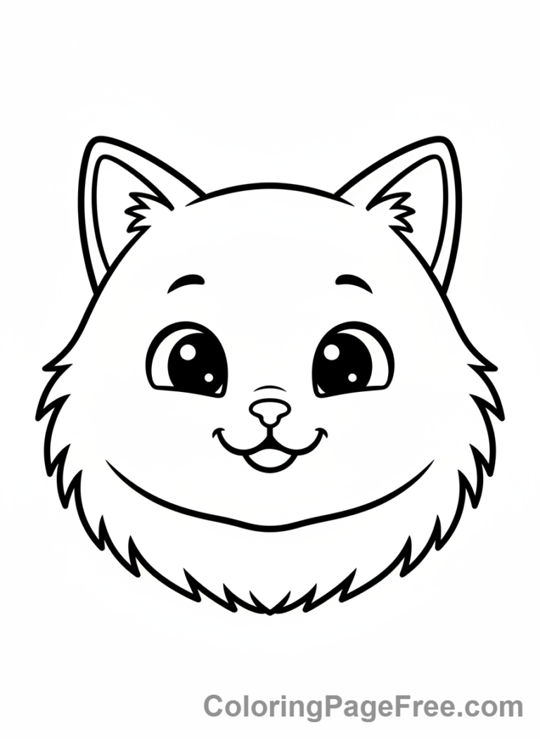 Easy coloring page - Happy cat face