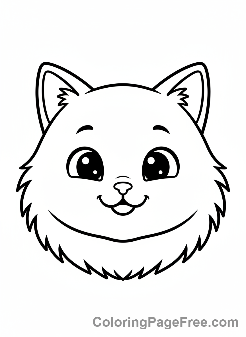 Easy coloring page - Happy cat face