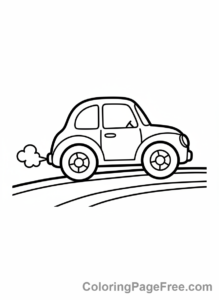 Easy coloring page - Little car driving