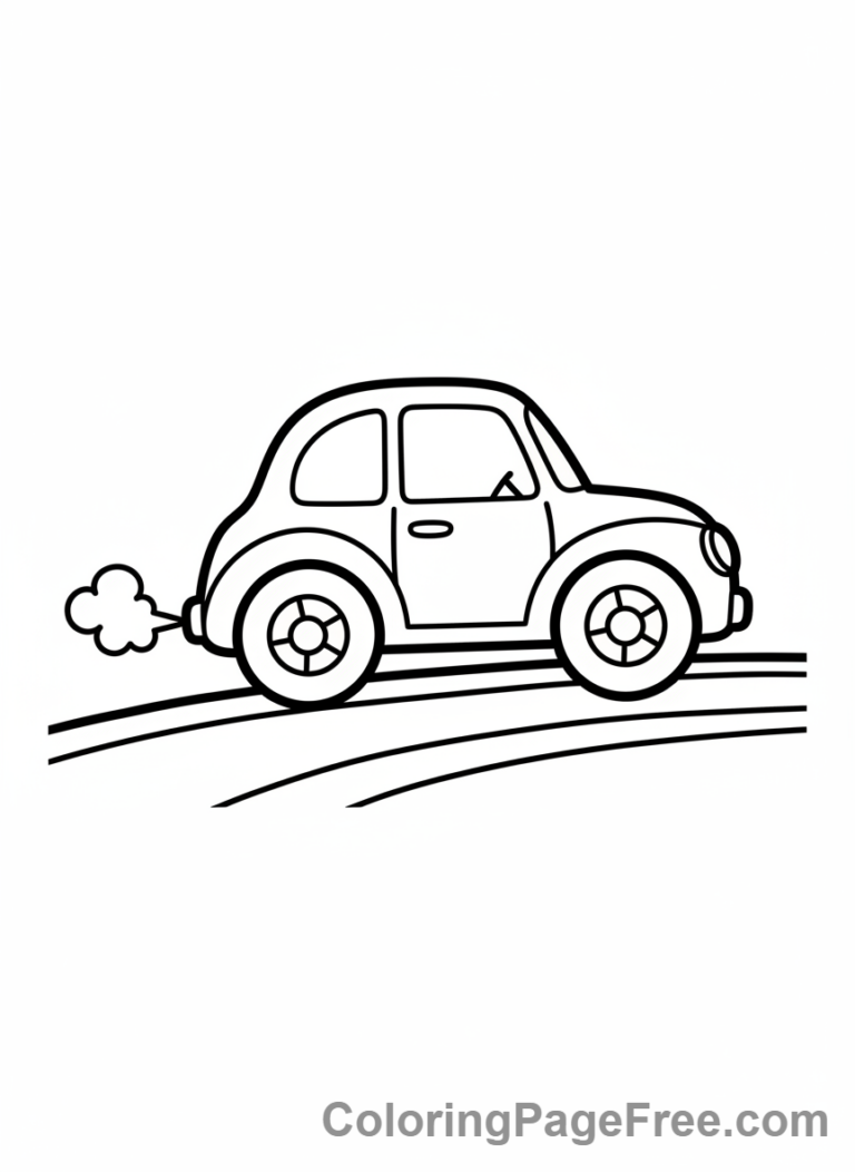 Easy coloring page - Little car driving