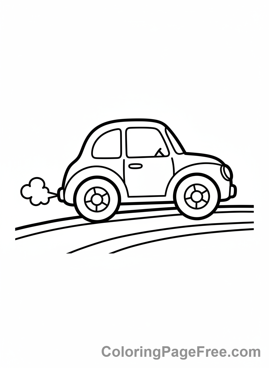 Easy coloring page - Little car driving