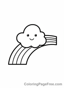 Easy coloring page - Rainbow cloud