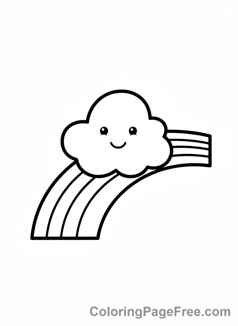 Easy coloring page - Rainbow cloud
