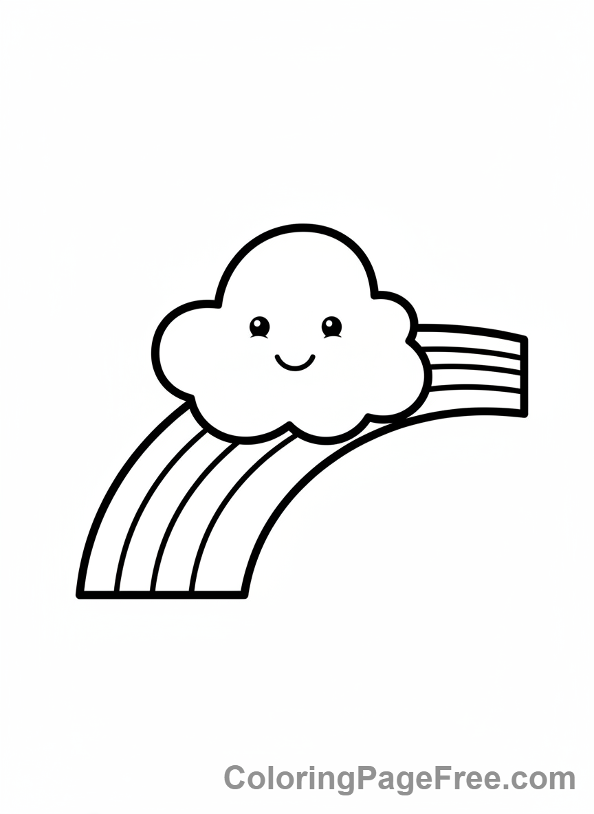 Easy coloring page - Rainbow cloud