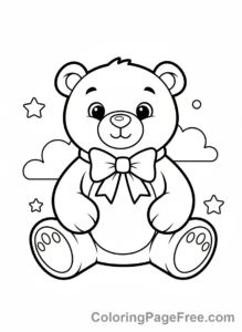 Easy coloring page - Sitting teddy bear