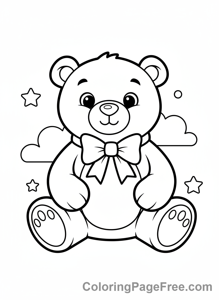 Easy coloring page - Sitting teddy bear