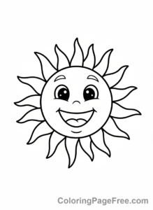 Easy coloring page - Smiling sun full