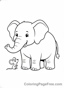 Educational coloring page - Big small elephant mouse