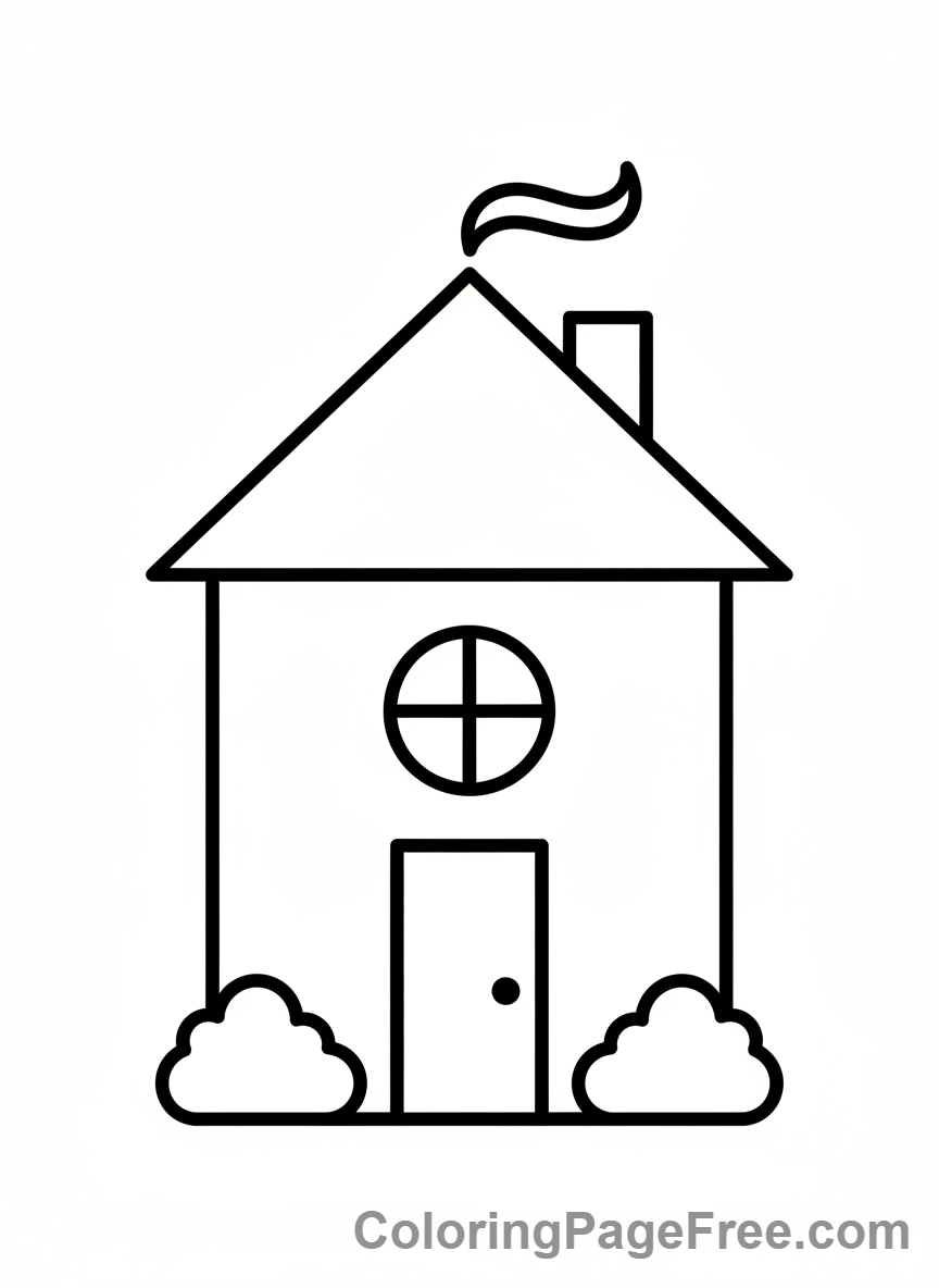 Educational coloring page - Shapes house geometric