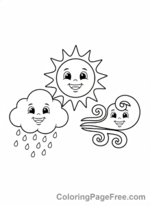 Educational coloring page - Weather symbols happy