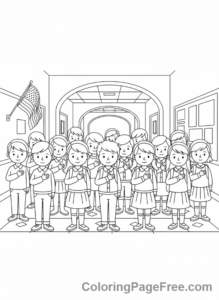 Elementary School coloring page - Morning assembly pledge