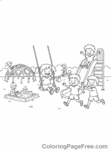 Elementary School coloring page - Recess playground fun