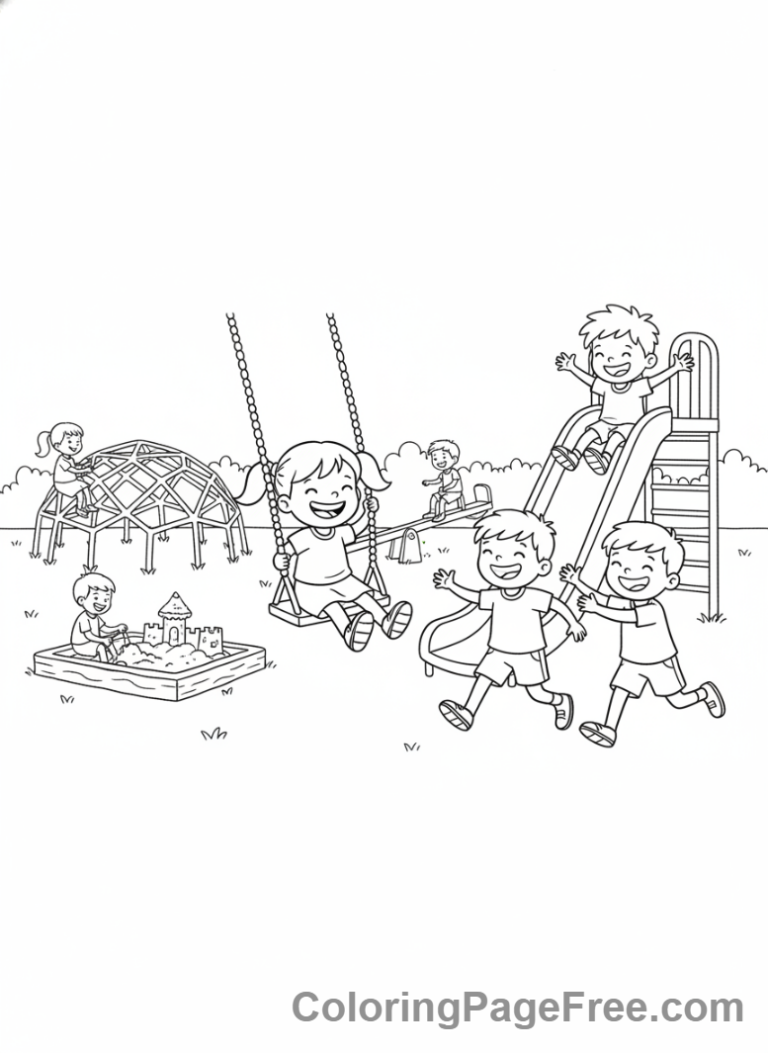Elementary School coloring page - Recess playground fun