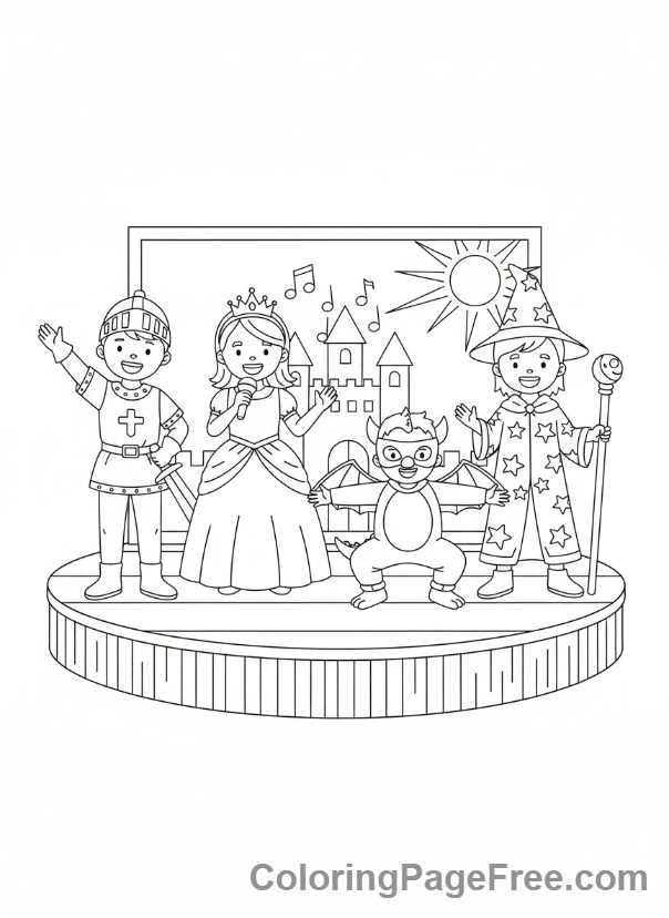 Elementary School coloring page - School play performance