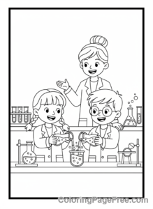 Elementary School coloring page - Science experiment fun