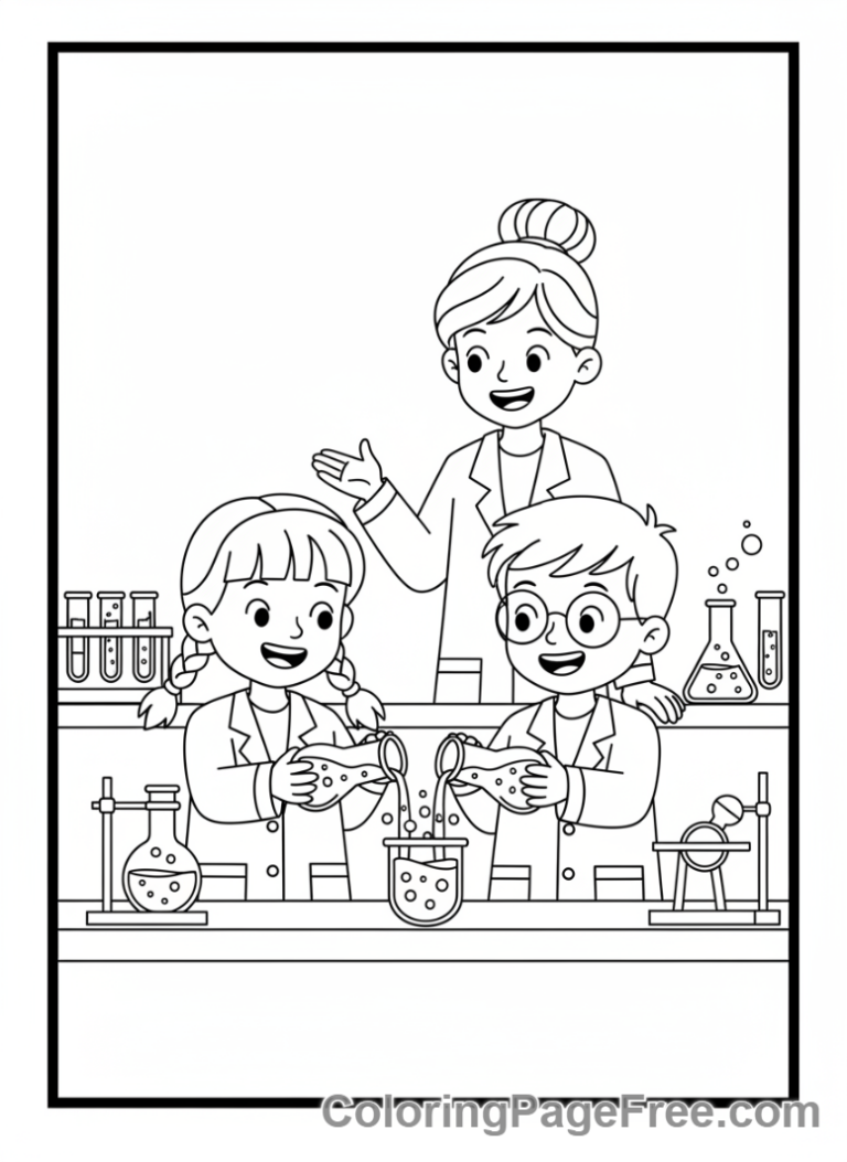 Elementary School coloring page - Science experiment fun