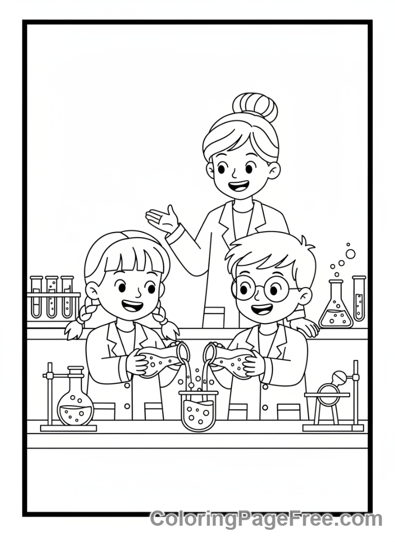 Elementary School coloring page - Science experiment fun