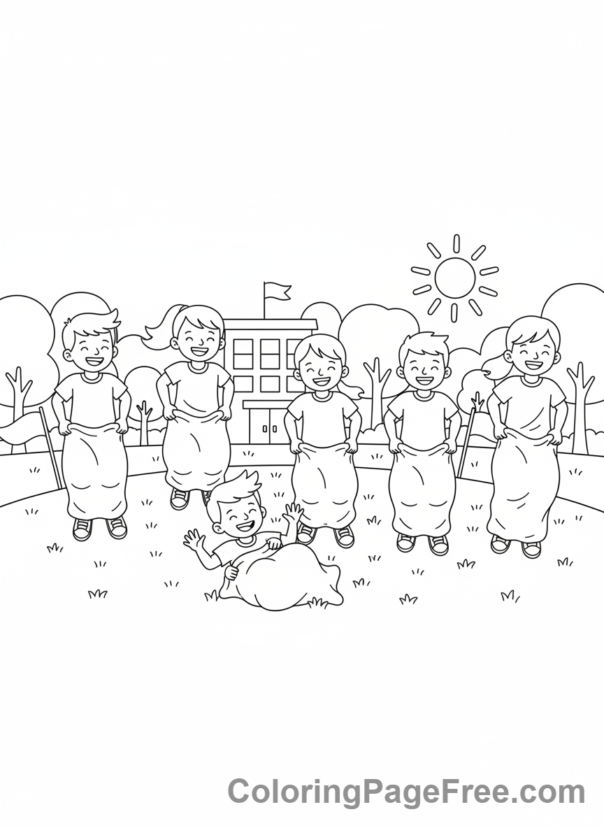 Elementary School coloring page - Sports day race