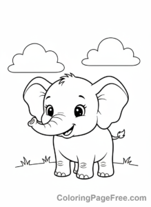 Elephant coloring page - Baby elephant standing