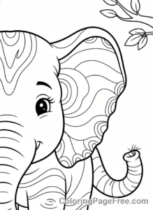 Elephant coloring page - Elephant ear detail