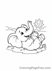 Elephant coloring page - Elephant rolling playful
