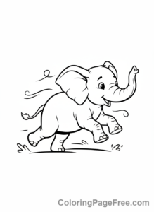 Elephant coloring page - Elephant running fast