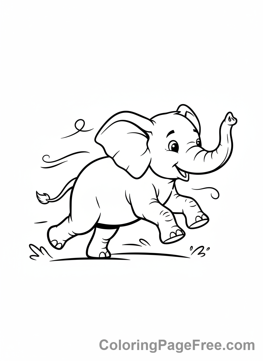 Elephant coloring page - Elephant running fast