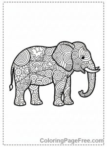 Elephant coloring page - Elephant silhouette simple