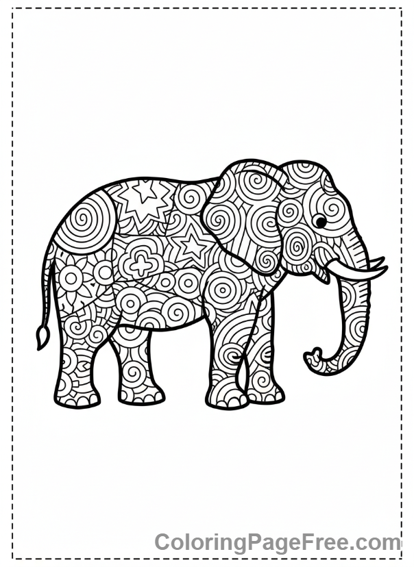 Simple elephant silhouette coloring page