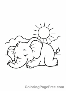 Elephant coloring page - Elephant sleeping peaceful