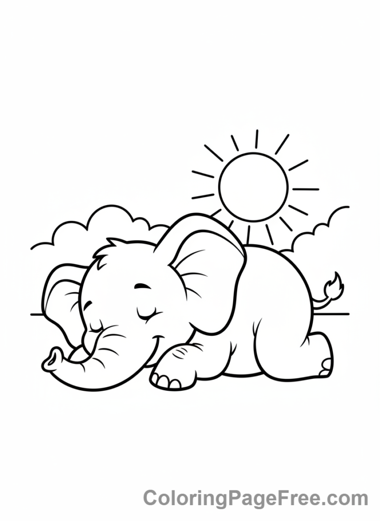 Sleeping Elephant Coloring Page