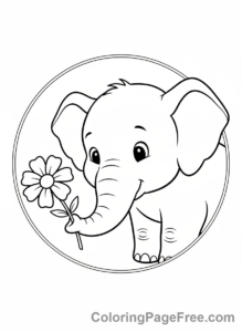 Elephant coloring page - Elephant trunk flower