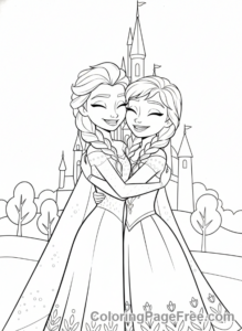 Elsa coloring page - Elsa Anna warm hug