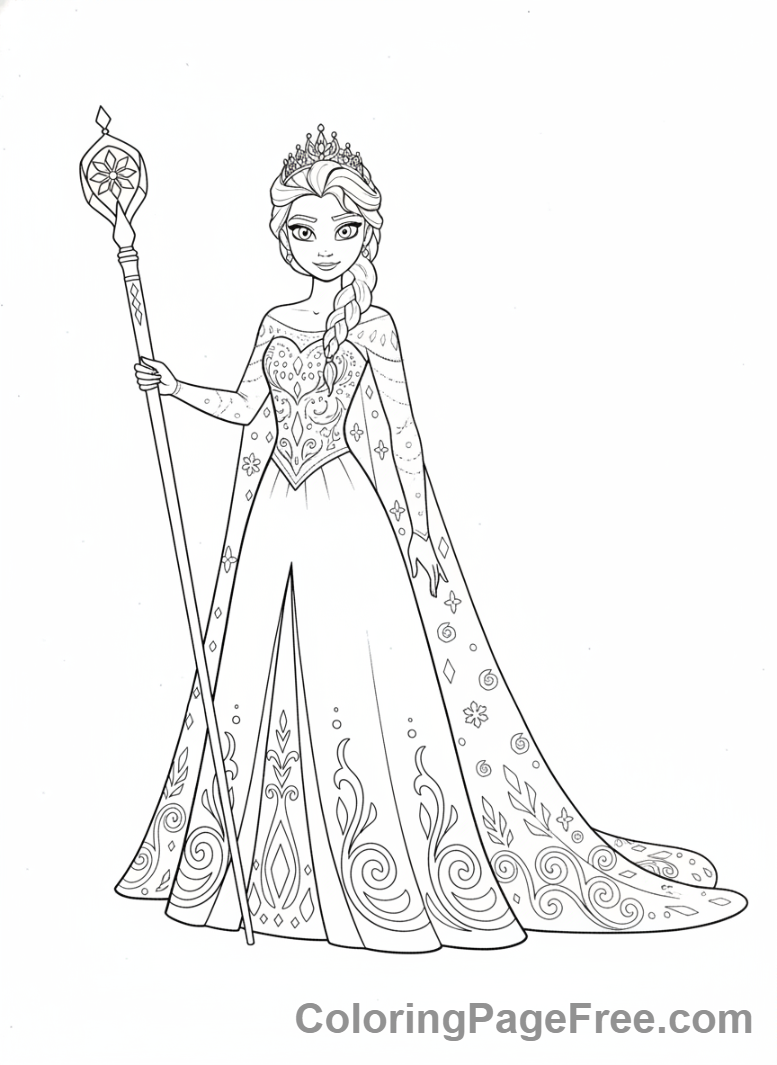 Elsa coloring page - Elsa coronation gown