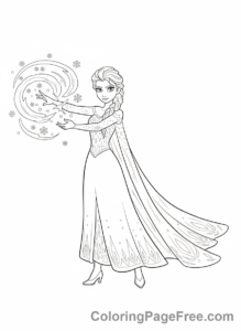 Elsa coloring page - Elsa creating ice magic
