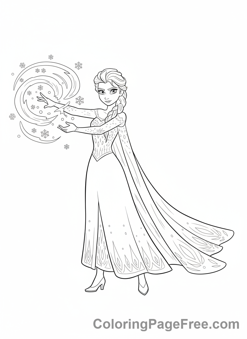 Elsa coloring page - Elsa creating ice magic