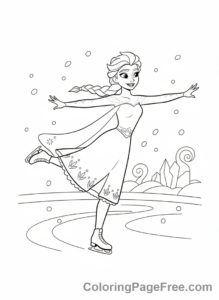 Elsa coloring page - Elsa ice skating fun