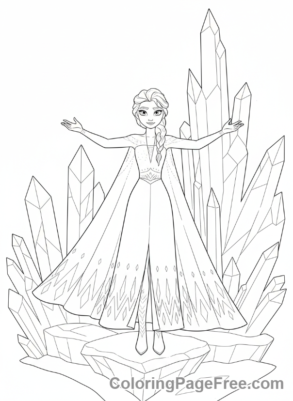 Elsa coloring page - Elsa in Ahtohallan