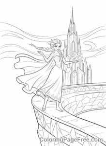 Elsa coloring page - Elsa on ice balcony